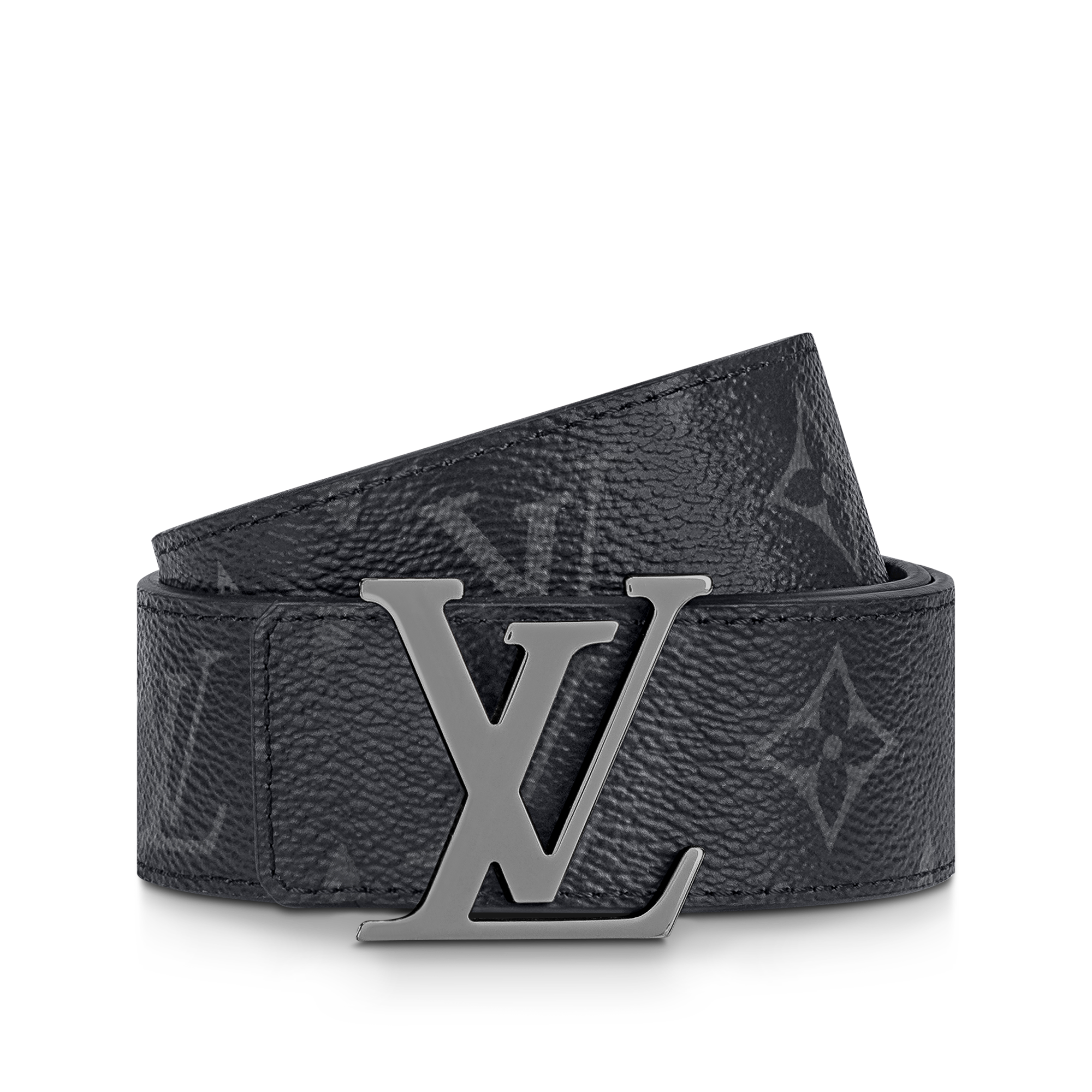 LV Initials 35MM Reversible Belt Luxury Monogram Eclipse Canvas Grey LOUIS VUITTON